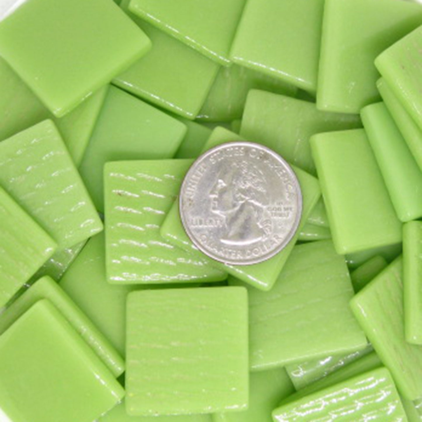 803-g Apple Green, 25mm - recycled glass tile - Kismet Mosaic - mosaic supplies