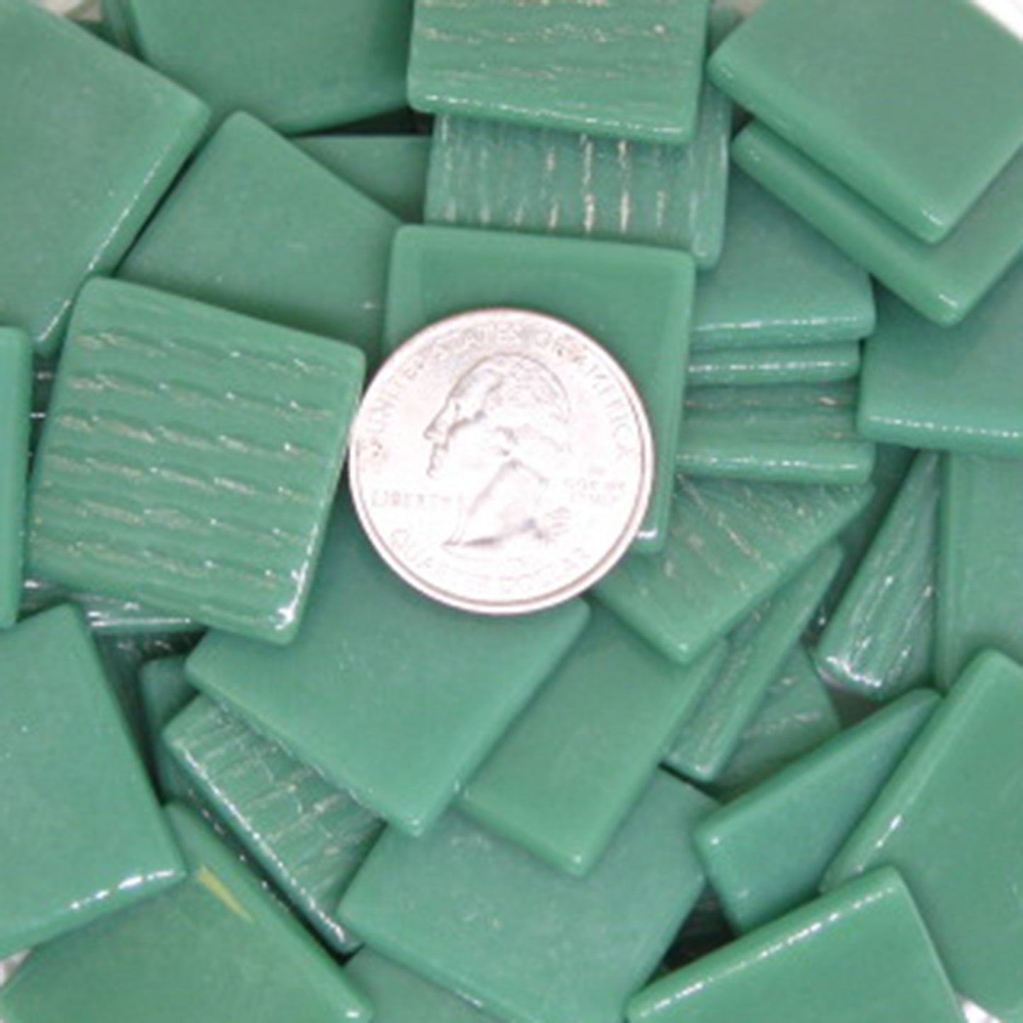815-g Teal Green, 25mm - recycled glass tile - Kismet Mosaic - mosaic supplies