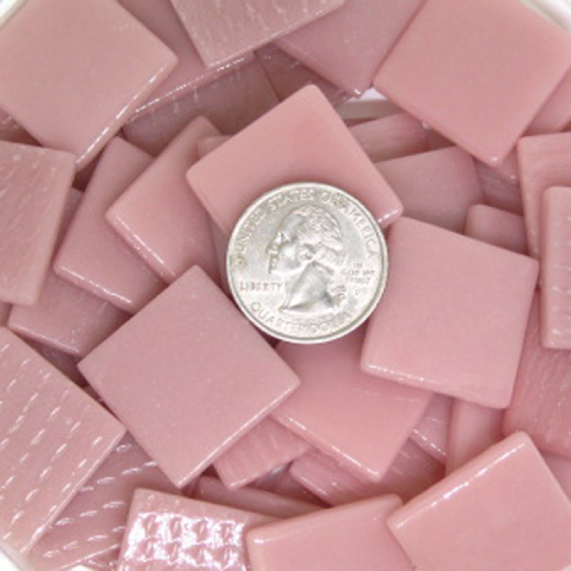817-g Pink Gloss 25mm - recycled glass tile - Kismet Mosaic - mosaic supplies