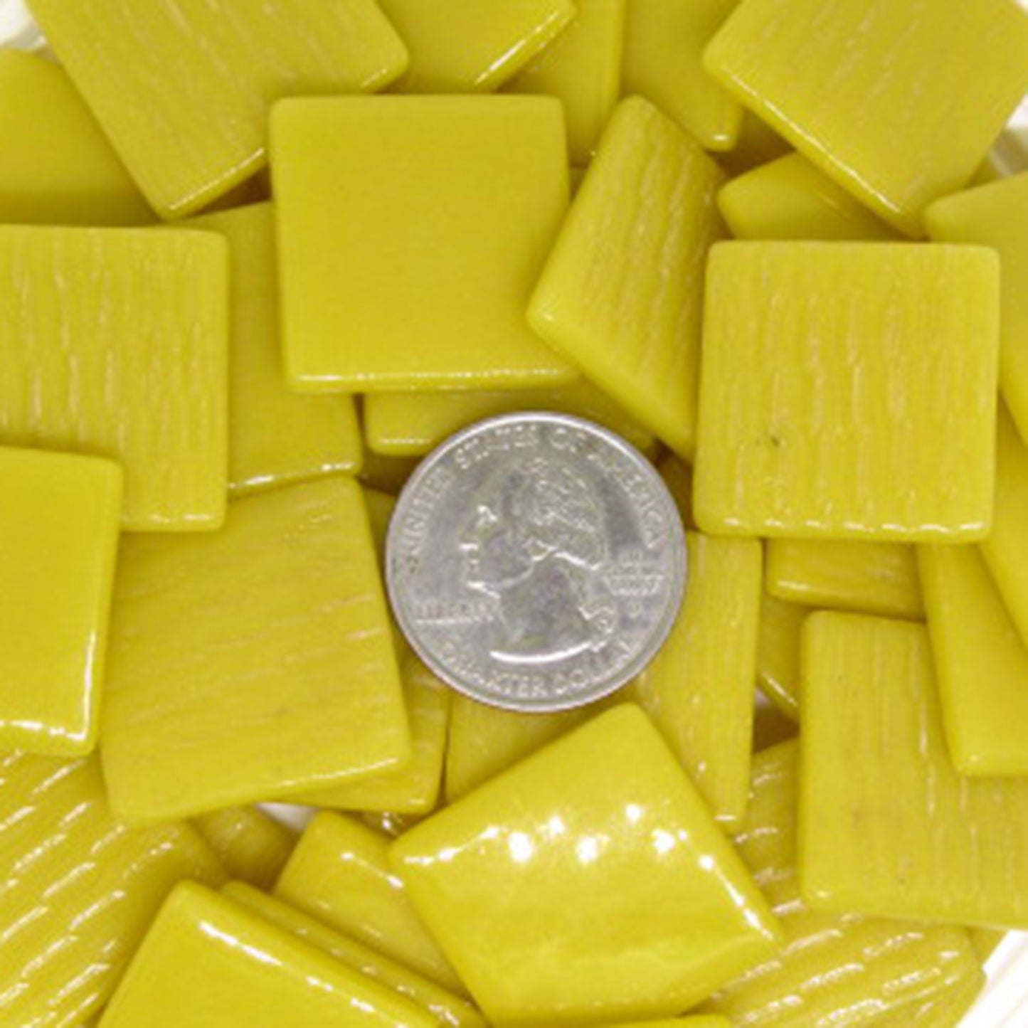 830-g Sweet Corn Gloss 25mm - recycled glass tile - Kismet Mosaic - mosaic supplies