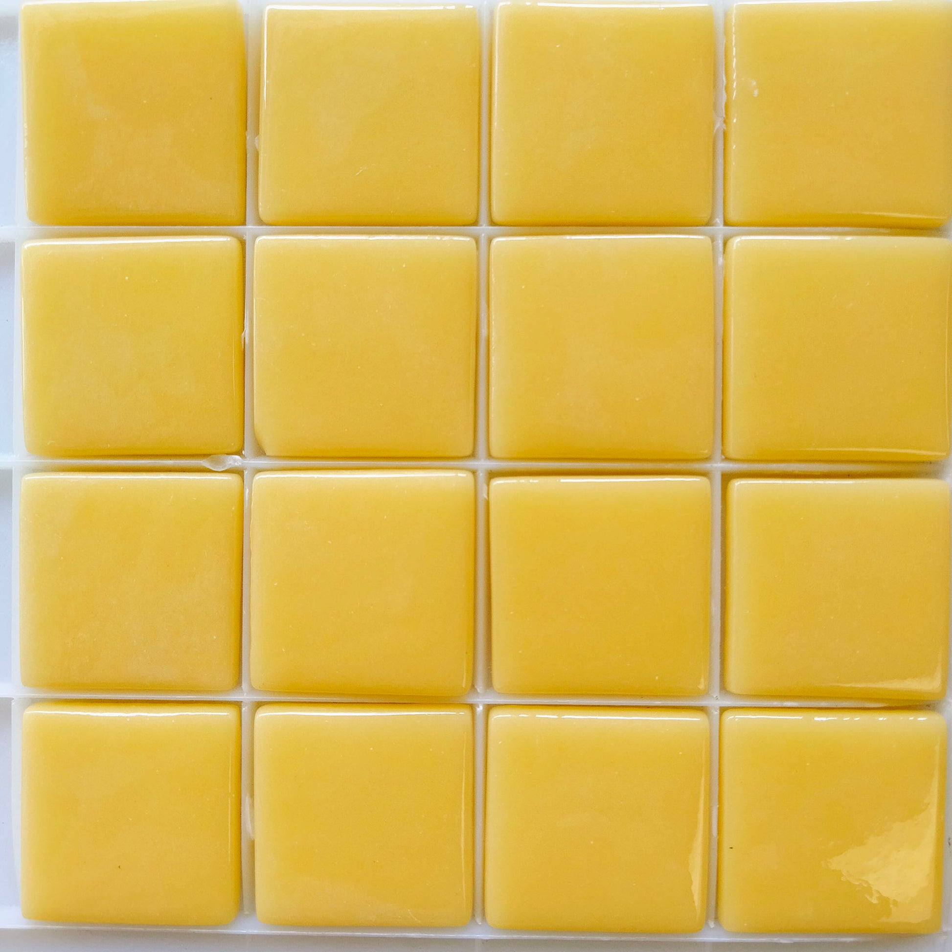 25mm/1" square tiles, recycled glass, gloss finish, sheeted glass tile for installation