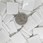 840-g Zinc White Gloss 25mm - recycled glass tile - Kismet Mosaic - mosaic supplies