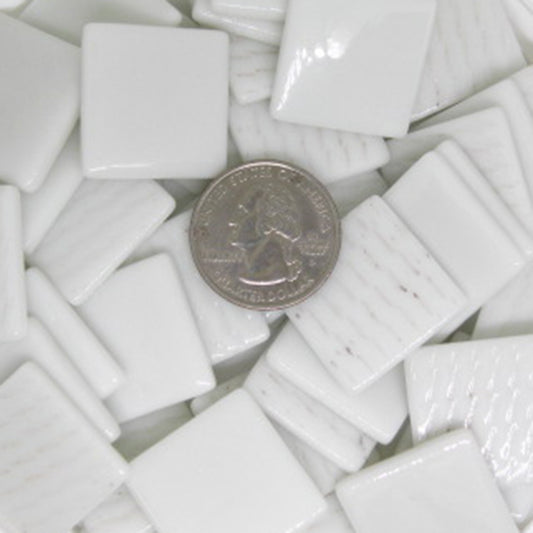 840-g Zinc White Gloss 25mm - recycled glass tile - Kismet Mosaic - mosaic supplies