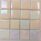 25mm/1" square tiles, recycled glass, iridized finish, sheeted glass tile for installation