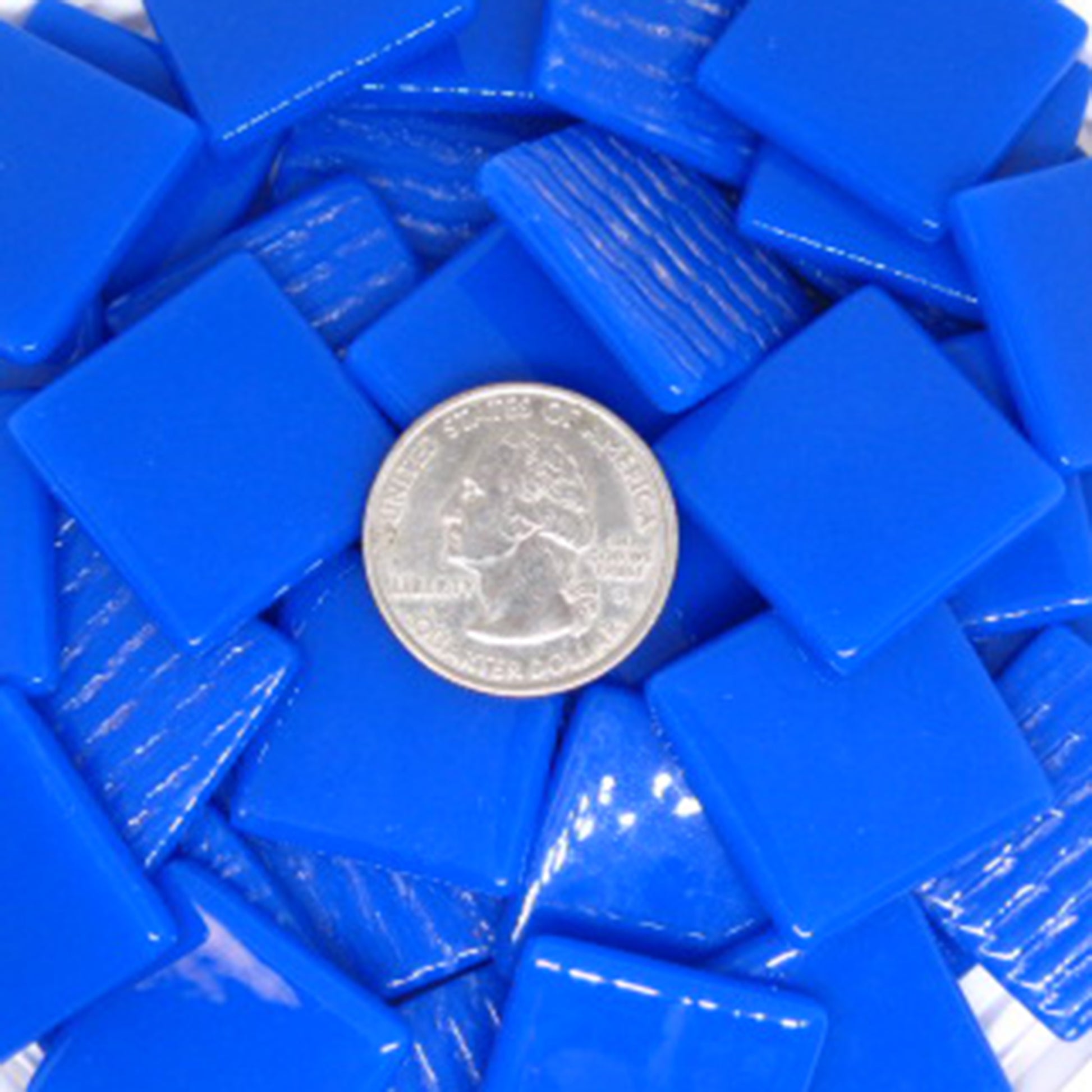 869-g Cobalt Blue Gloss 25mm - recycled glass tile - Kismet Mosaic - mosaic supplies