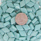 D13g Light Teal Gloss Glass Diamonds, recycled glass, mosaic supplies