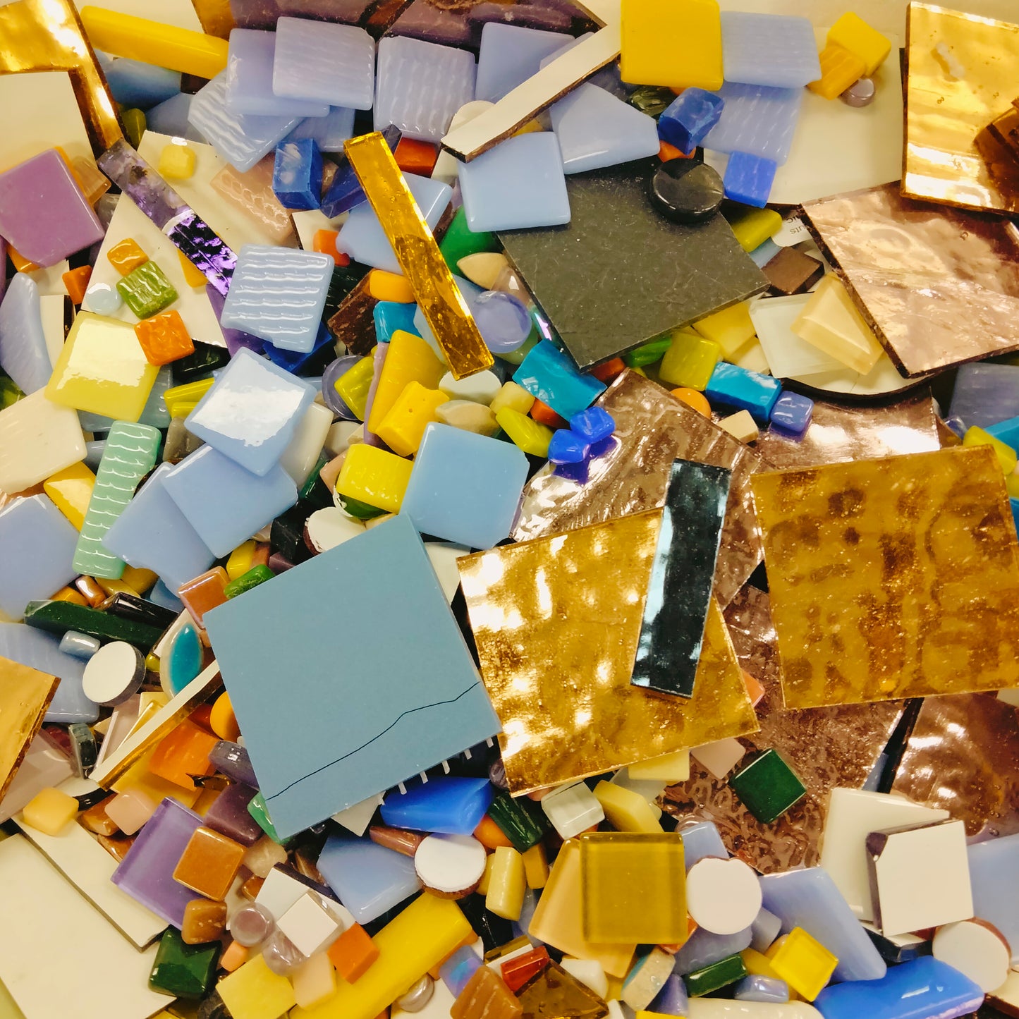 Odds, Ends, and Pre-Cut Grab Bag helps you to build your mosaic supply stash