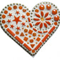 Decorative heart mosaic kit with orange tile and white grout