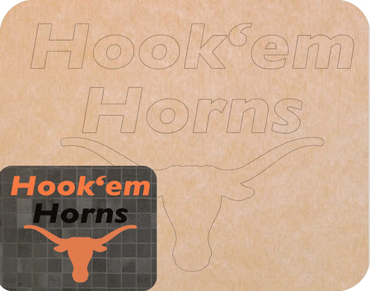 Texas Hook'em Horns 11"x14" (pre-drilled for hanging kit)