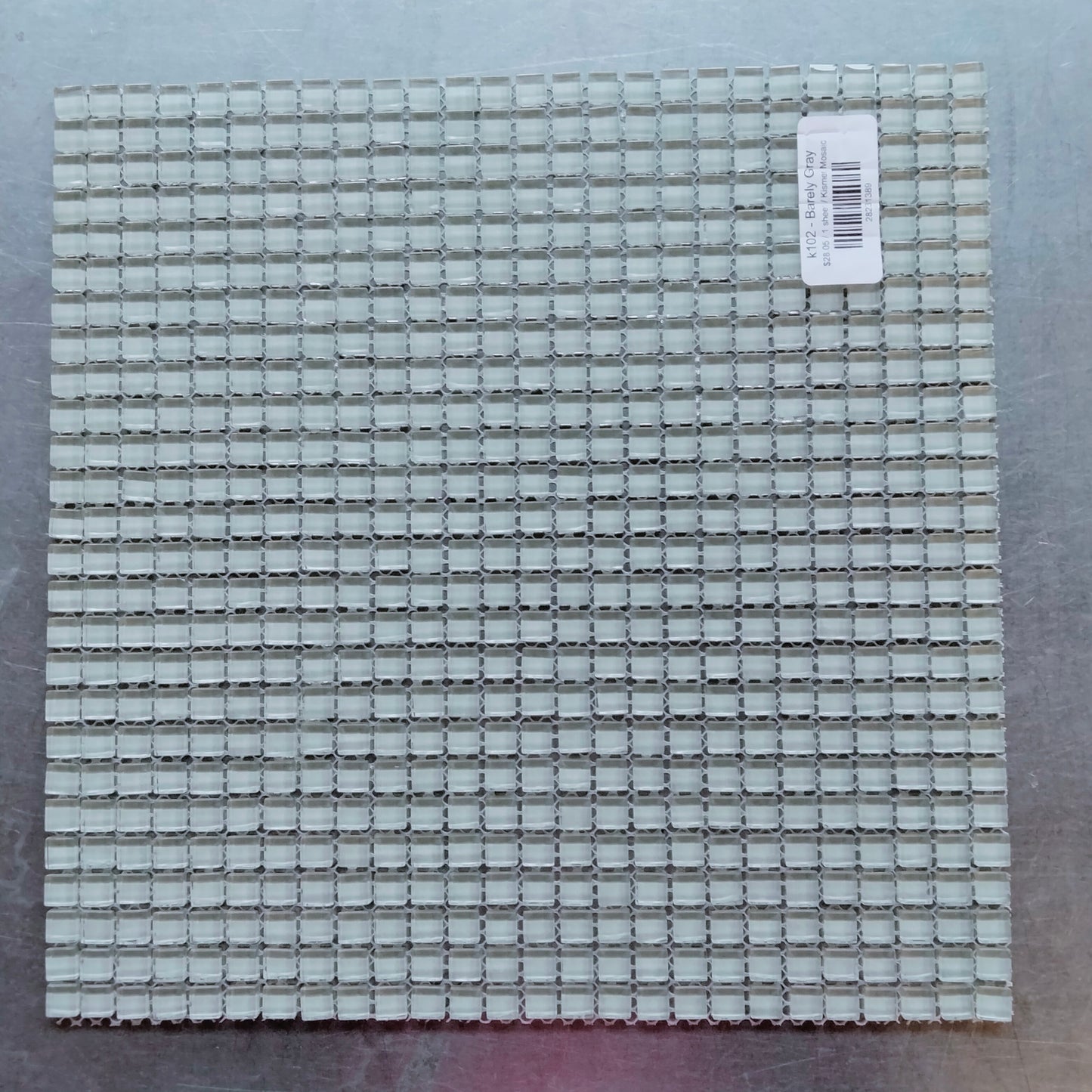 k102 - Barely Gray, Krystal 10mm tile - Kismet Mosaic - mosaic supplies