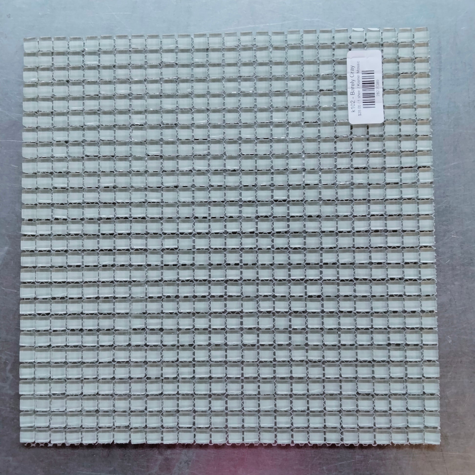 k102 - Barely Gray, Krystal 10mm tile - Kismet Mosaic - mosaic supplies