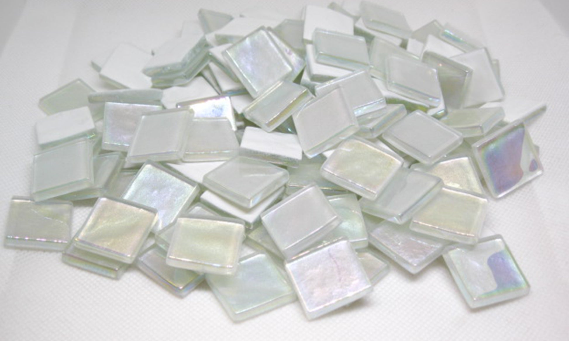 K352 White Krystal Metallic Iridized tile -  20mm - mosaic supplies Pearl