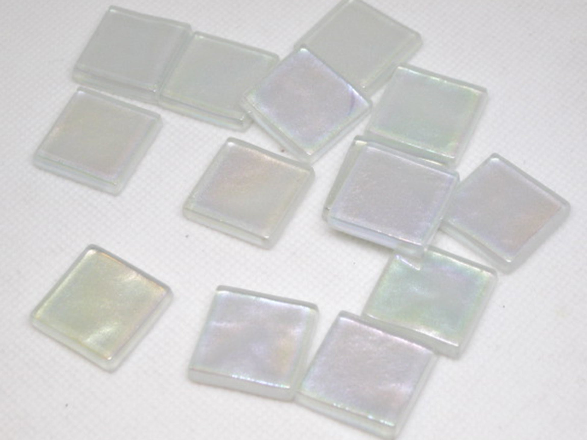 K352 White Krystal Metallic Iridized tile -  20mm - mosaic supplies Pearl