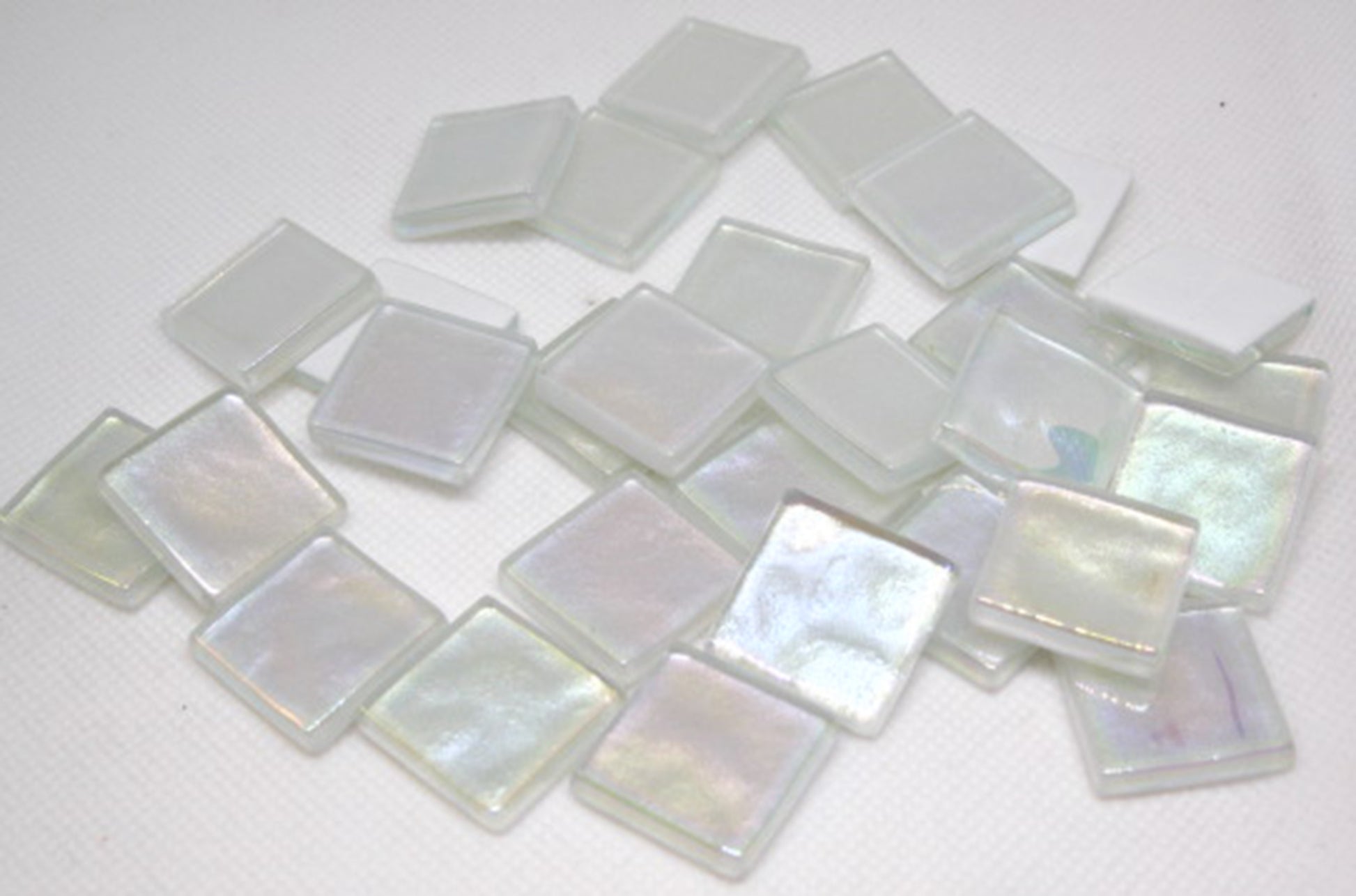 K352 White Krystal Metallic Iridized tile -  20mm - mosaic supplies Pearl