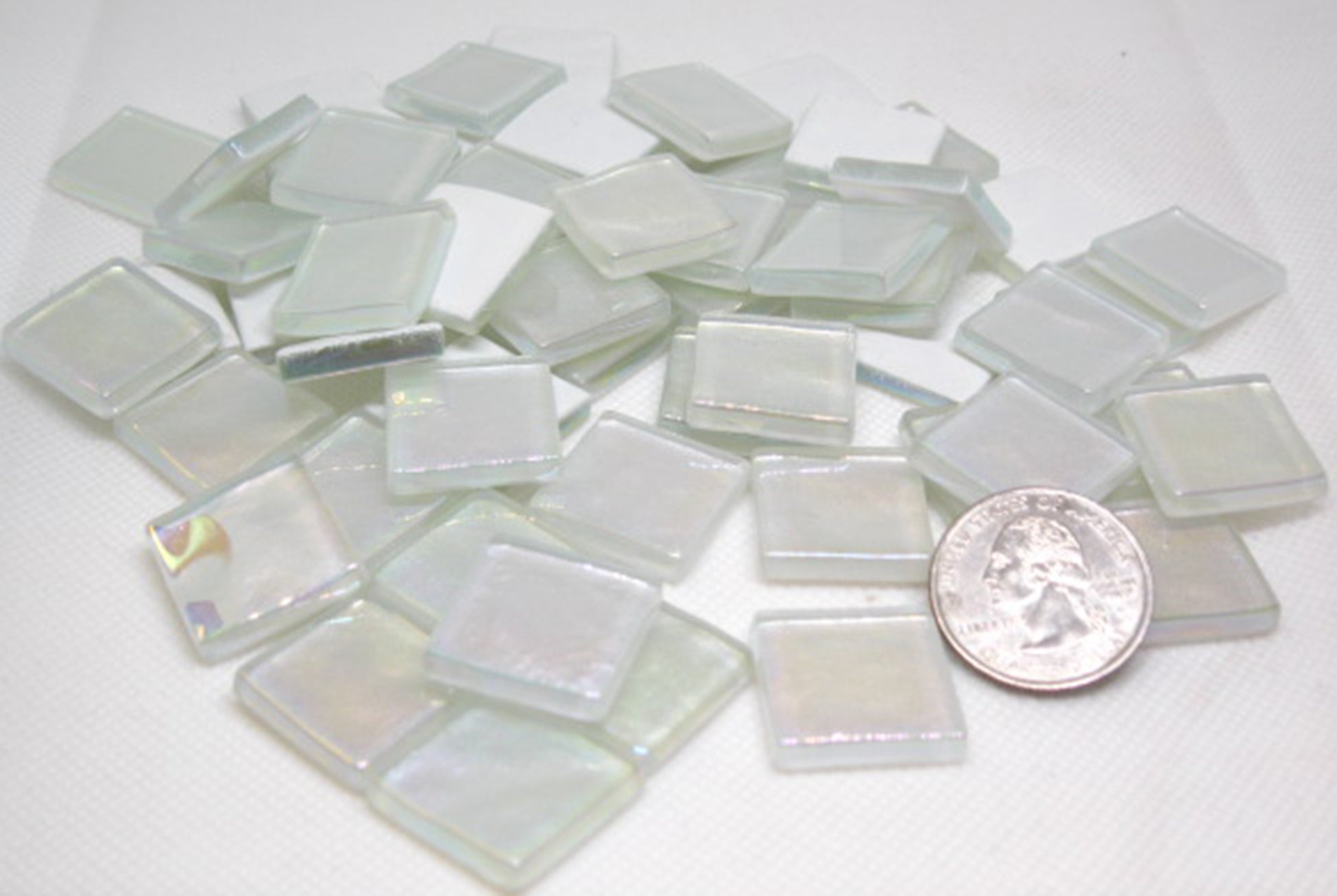 K352 White Krystal Metallic Iridized tile -  20mm - mosaic supplies Pearl