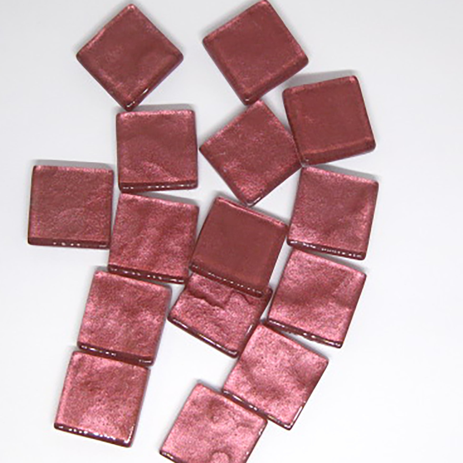 K389  Tea Rose Krystal Metallic  tile -  20mm - mosaic supplies Tea Rose Pink
