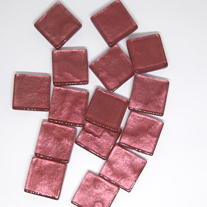 K389  Tea Rose Krystal Metallic  tile -  20mm - mosaic supplies Tea Rose Pink