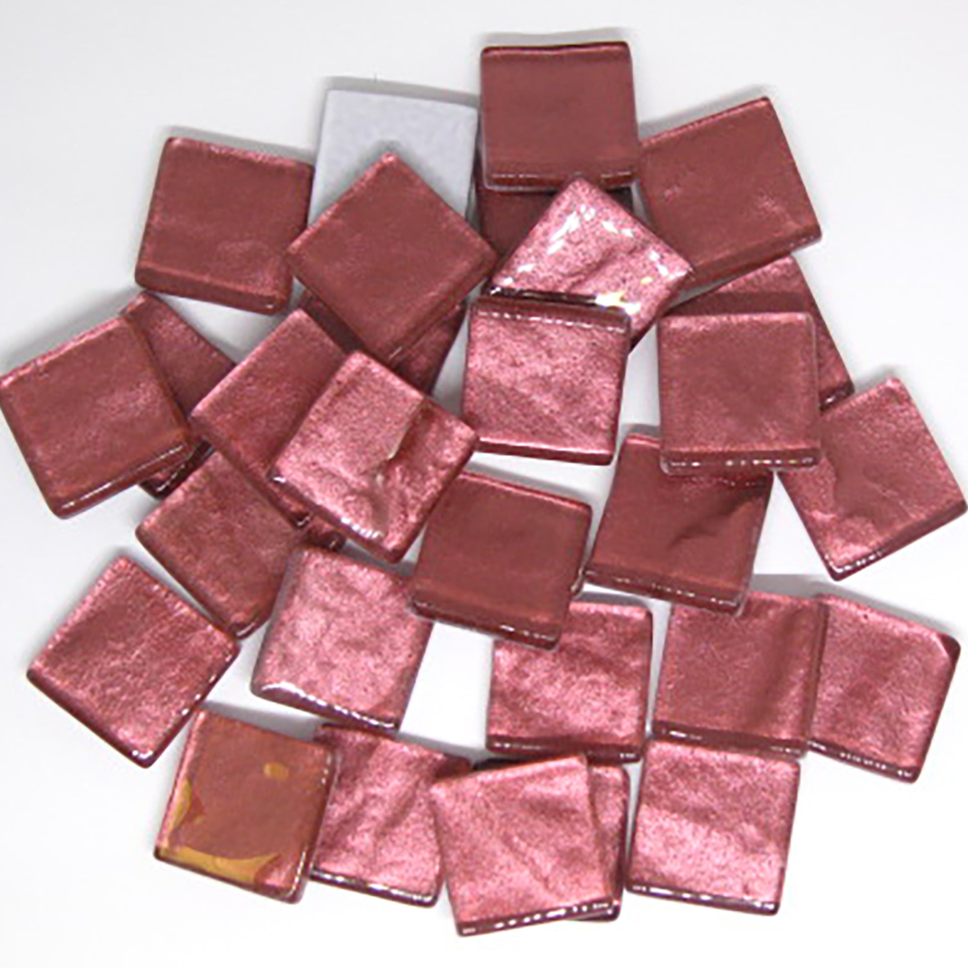 K389  Tea Rose Krystal Metallic  tile -  20mm - mosaic supplies Tea Rose Pink