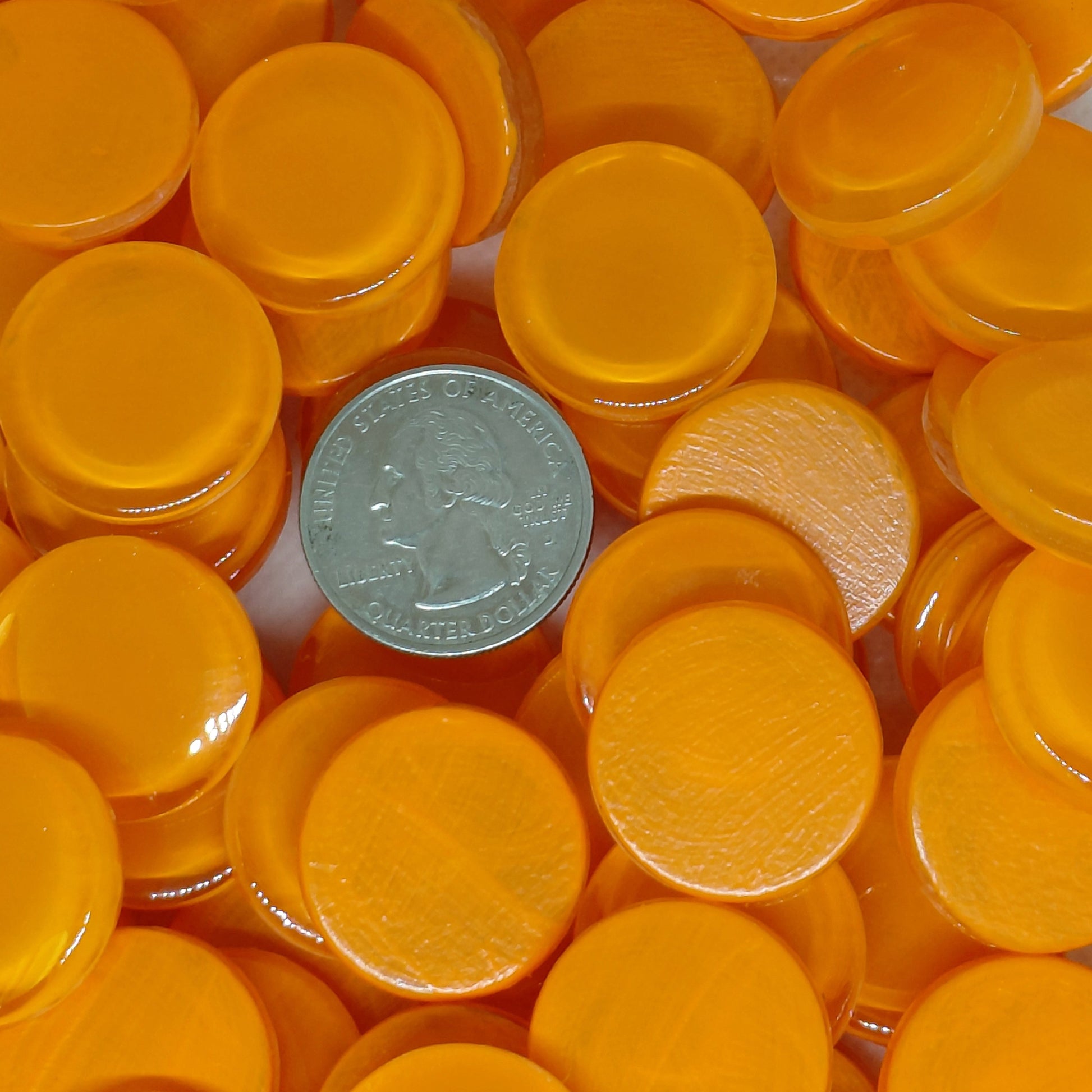 Orange glass rounds 23mm diameter