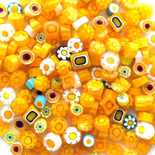 Mix of yellow millefiori designs