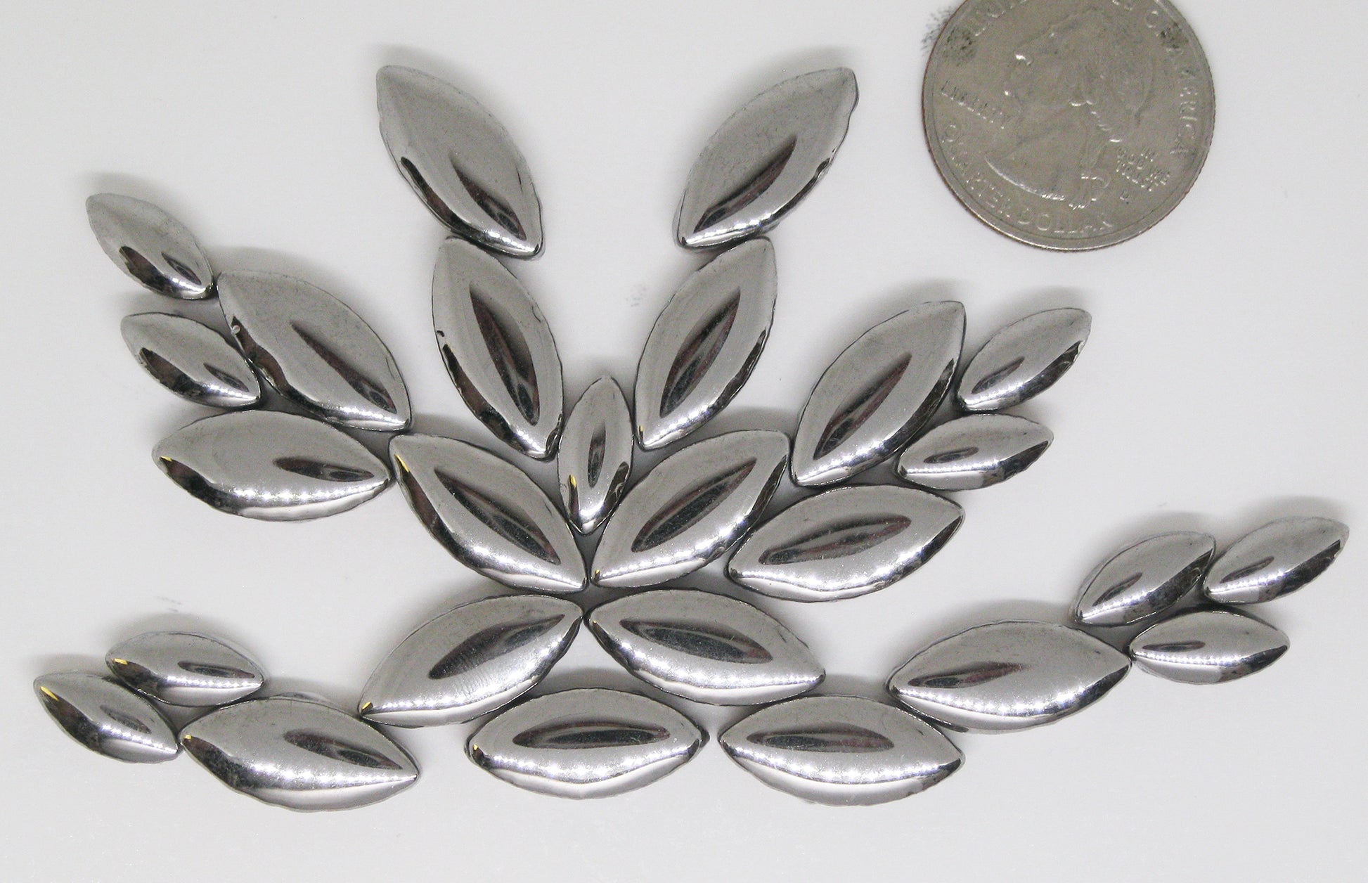 1 oz cp-Silver Ellipse/Petal, CeramicPetals tile - Kismet Mosaic - mosaic supplies