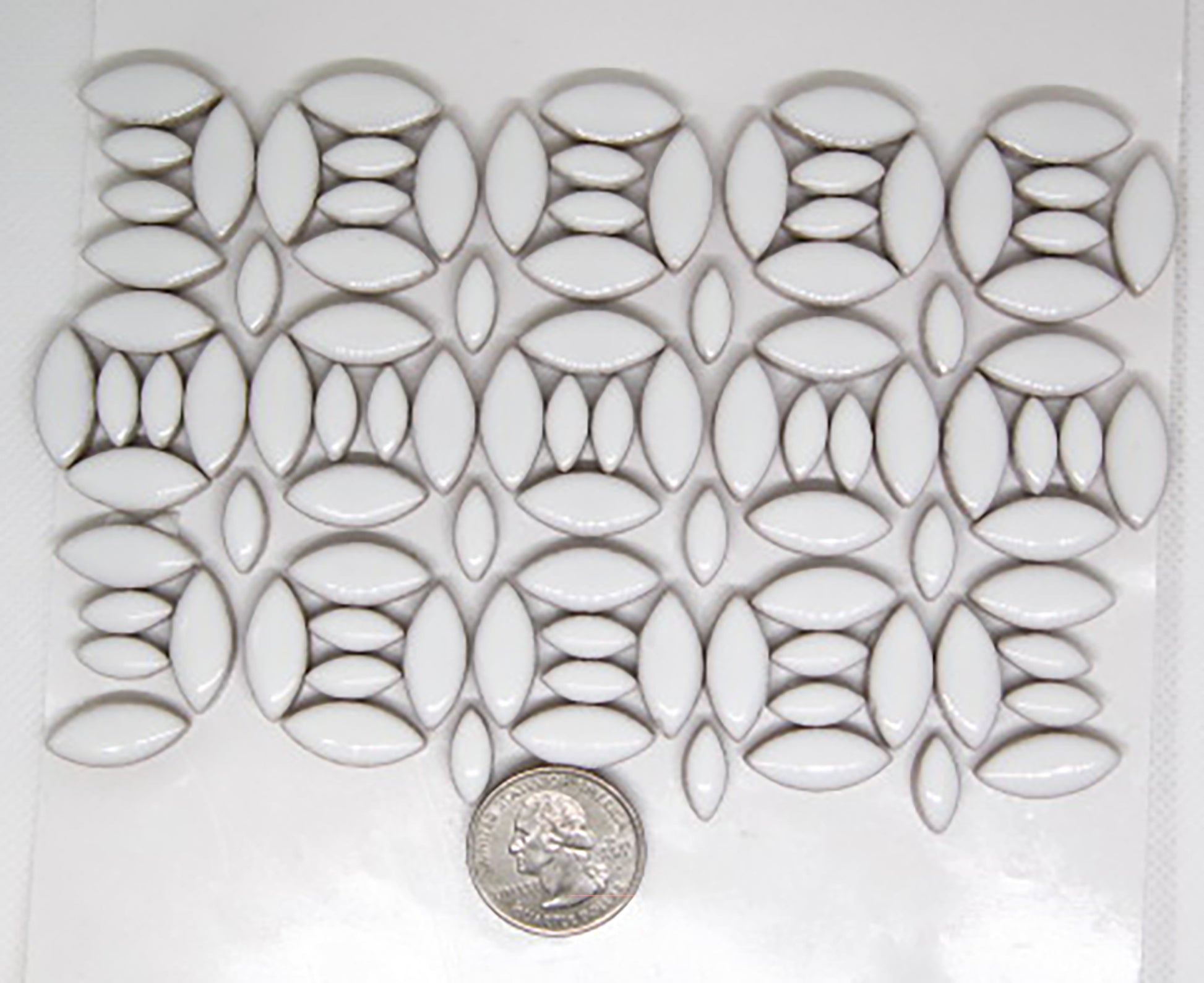 4 oz cp-White Ellipse/Petal, CeramicPetals tile - Kismet Mosaic - mosaic supplies