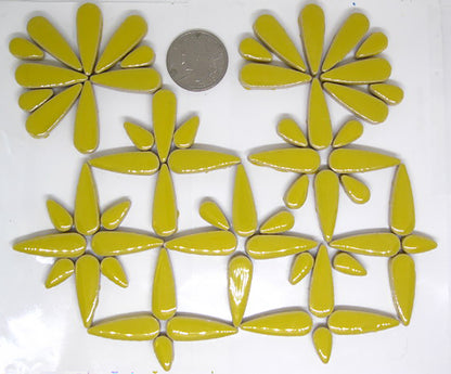 2 oz Yellow ceramic teardrops with a quarter for scale