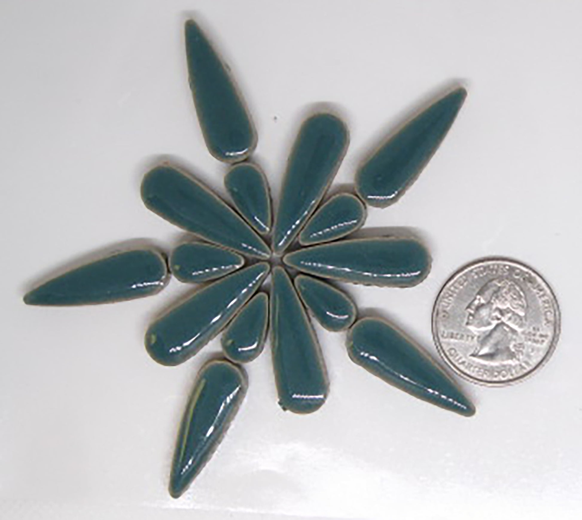 1 oz ct-Teal Teardrops, Ceramic Teardrops tile - Kismet Mosaic - mosaic supplies