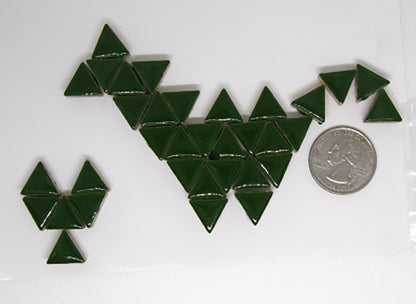 1 oz, ceramic triangles, forest green, glazed ceramic