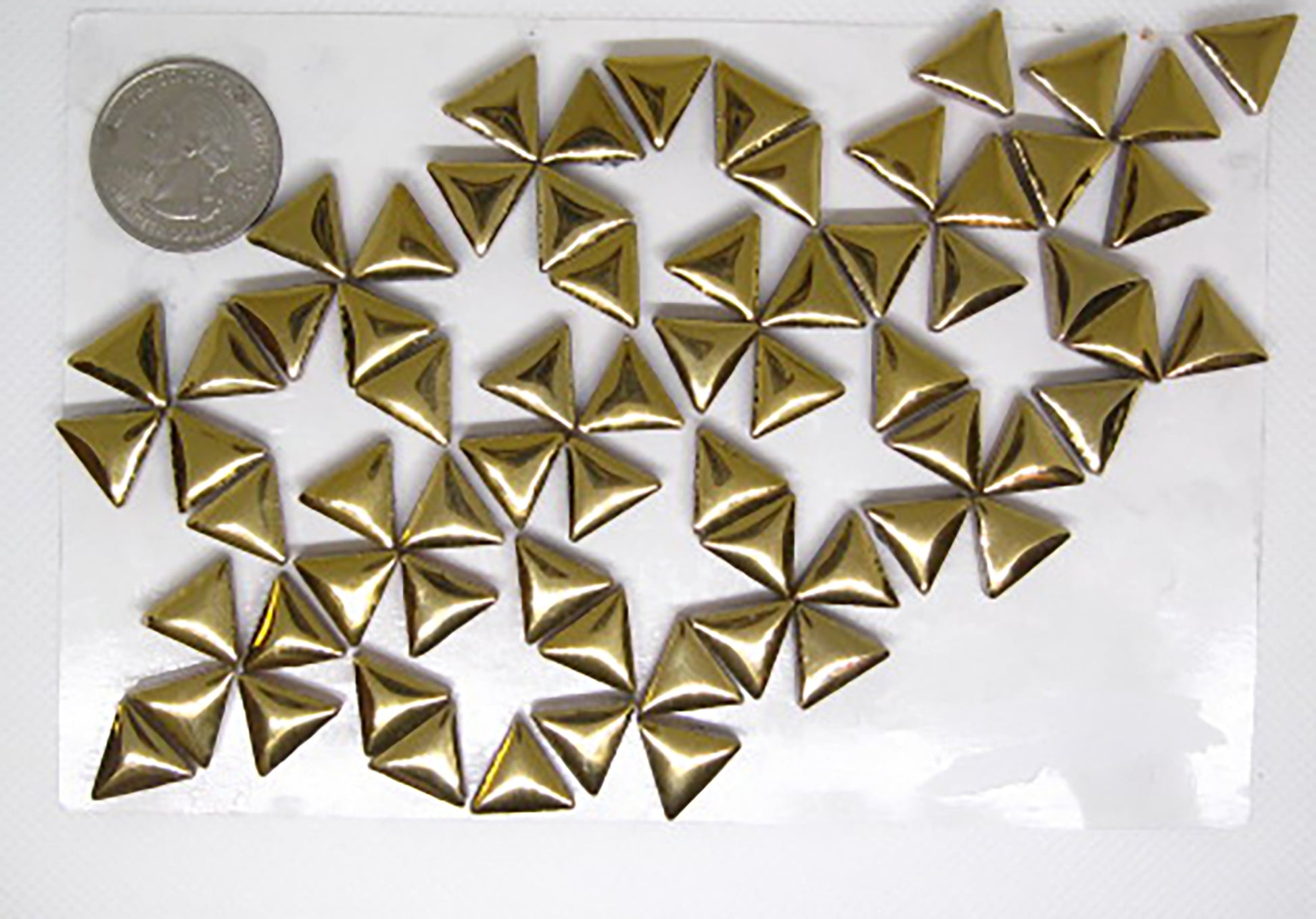 2 oz ceramic triangles, gold, glazed ceramic