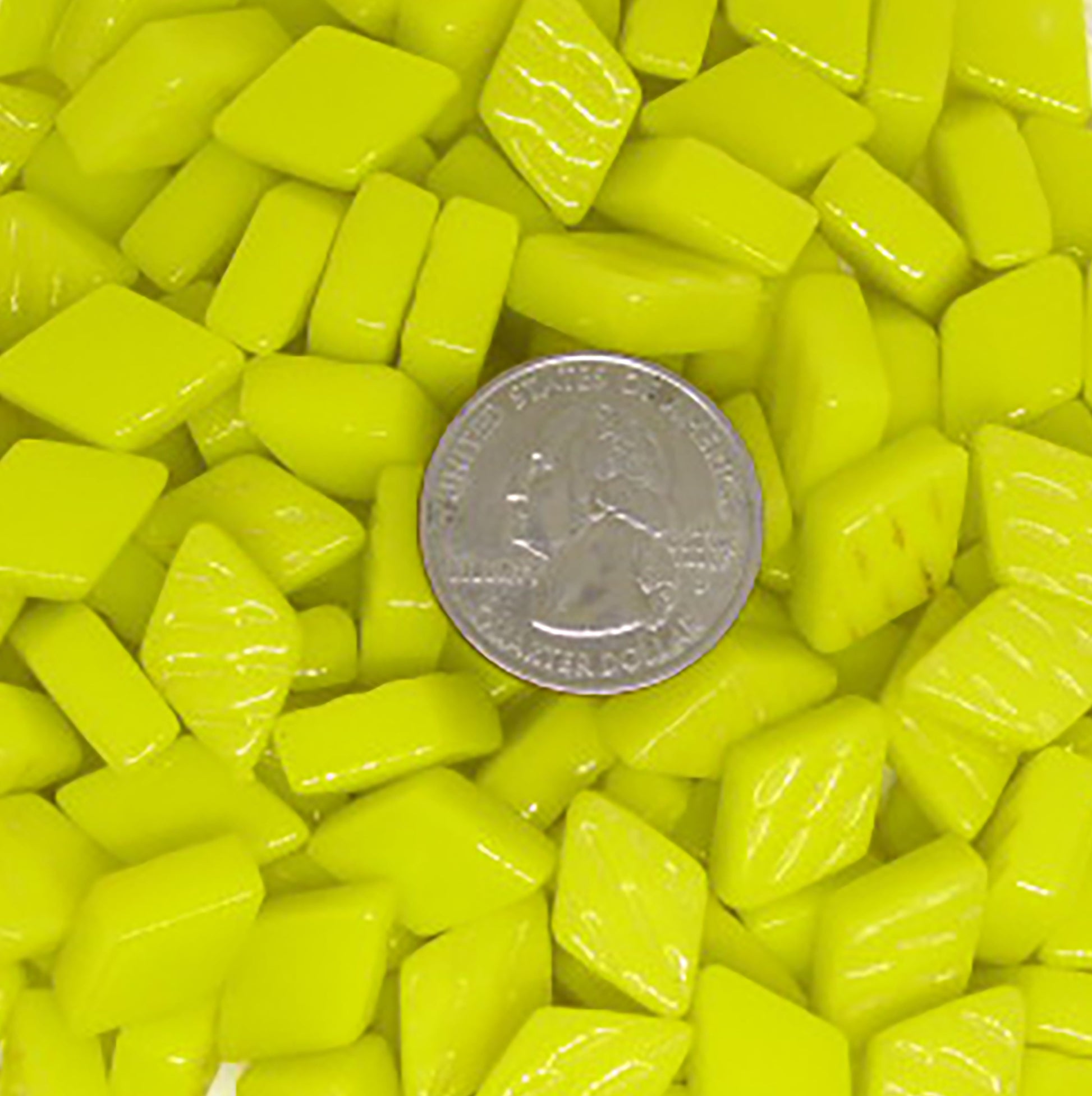 D28g Yellow Gloss Glass Diamonds, recycled glass, mosaic supplies