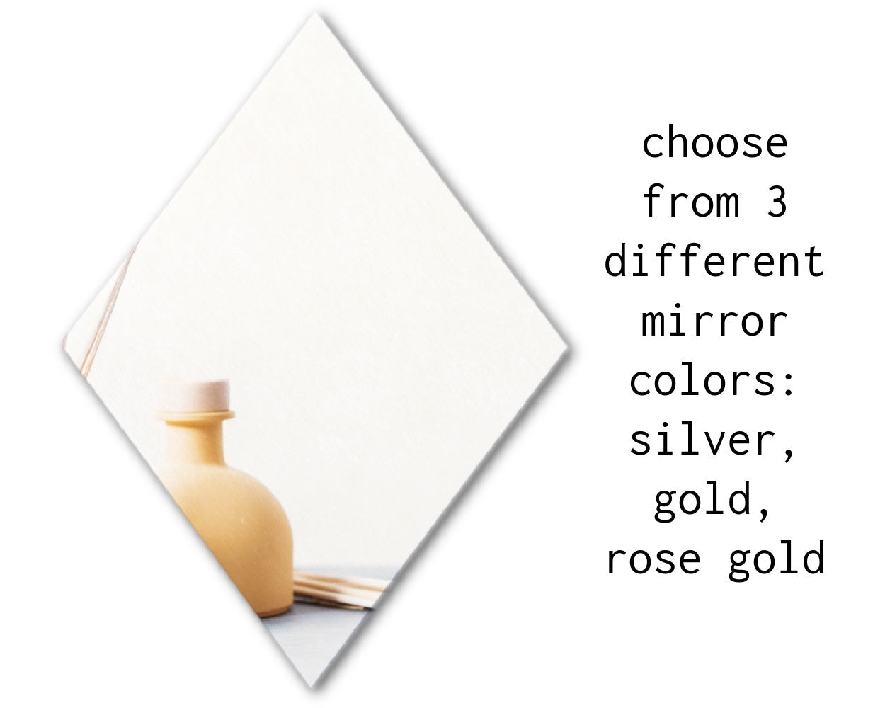 14 Inch Diamond Mirror Acrylic - Silver/Gold/Rose Gold