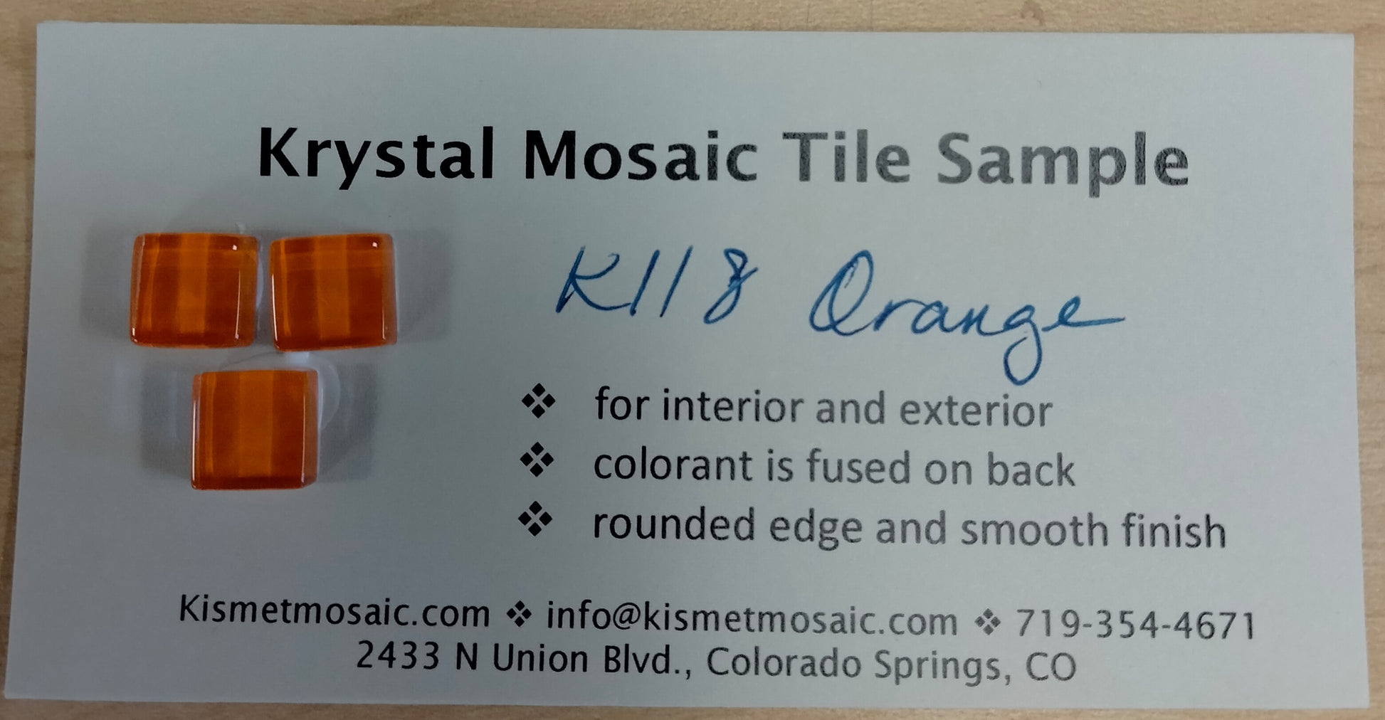 k118 - Orange, Krystal 10mm tile - Kismet Mosaic - mosaic supplies