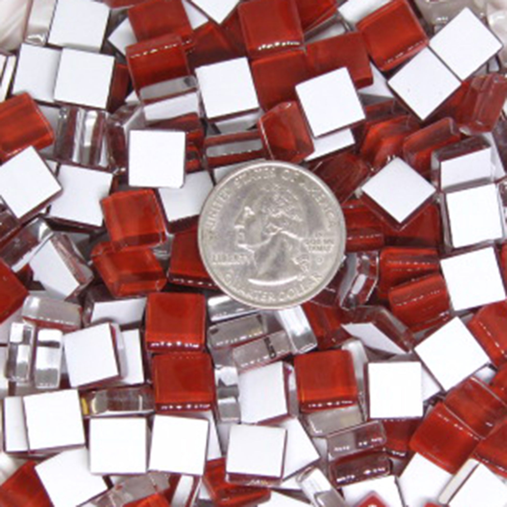 k191 - Red, Krystal 10mm tile - Kismet Mosaic - mosaic supplies