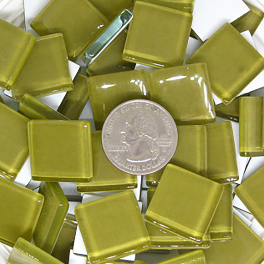 k233 - Olive, Krystal 20mm tile - Kismet Mosaic - mosaic supplies