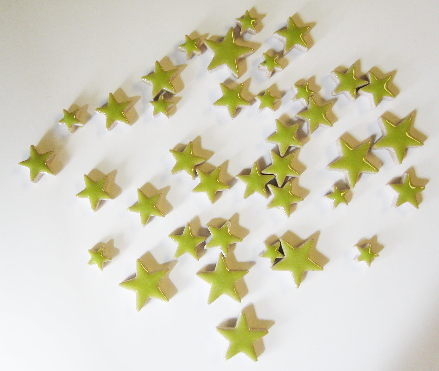 cha-Ceramic Charms-Lime Green Stars