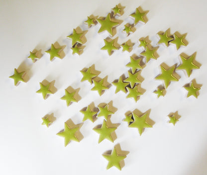 cha-Ceramic Charms-Lime Green Stars