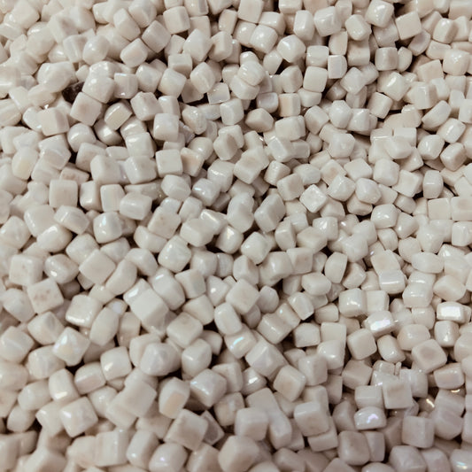 iridized white micro mosaic glass tile, 4.5mm, recycled glass