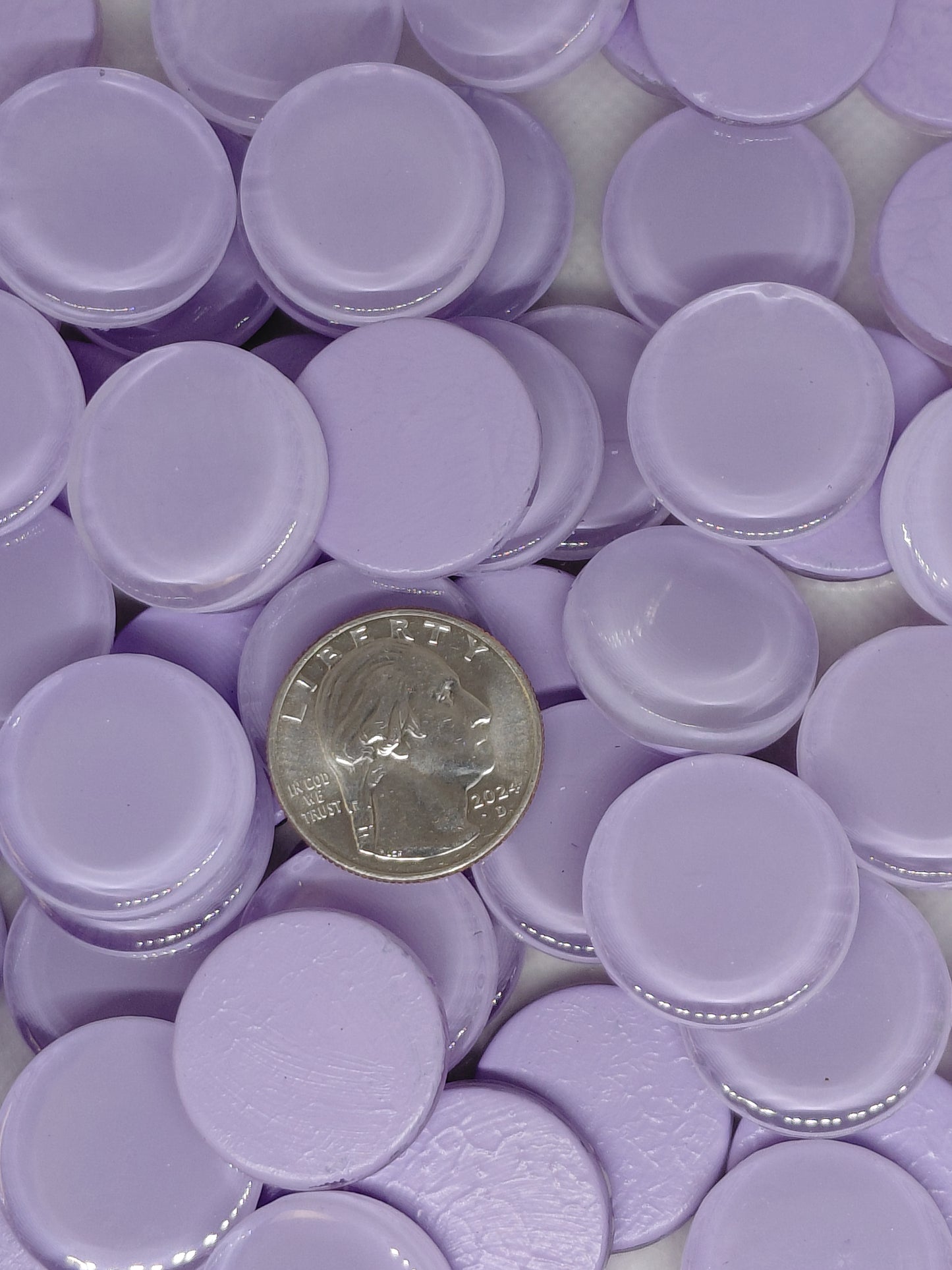 k482 - Lavender Krystal Glass Tile Round