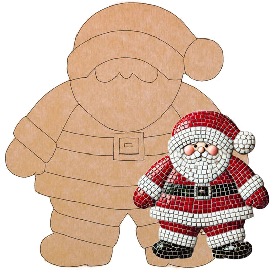 Santa Clause Mosaic Backer (pre-drilled for hangable)