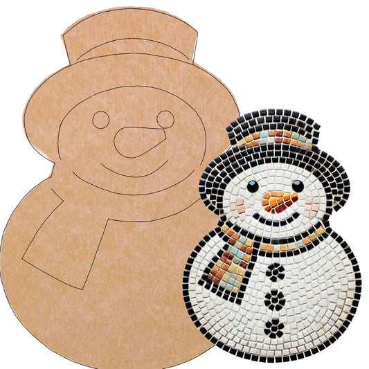 Snowman Mosaic Backer (pre-drilled for hangable)