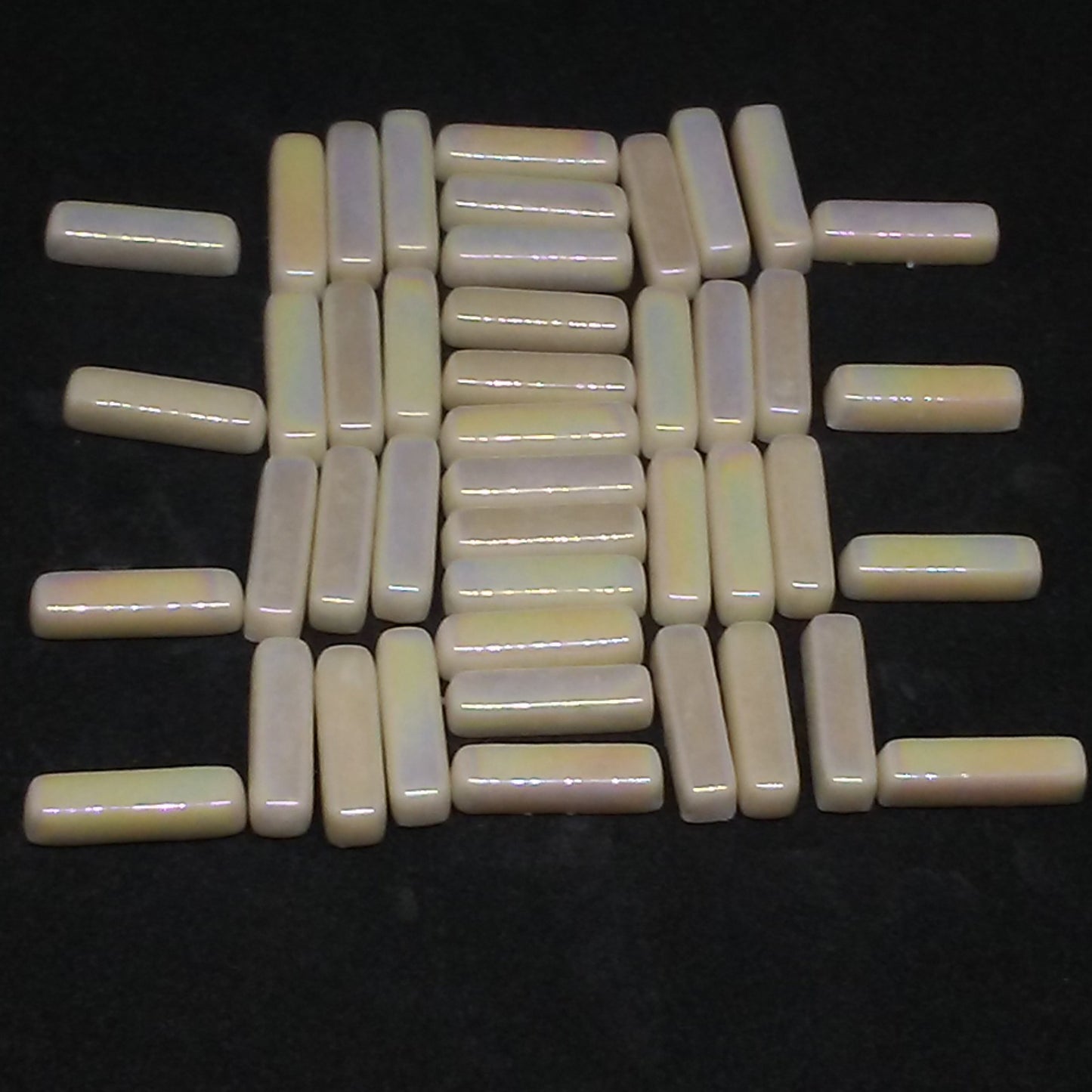 641-i - Titanium White Mini-Rectangles -  Iridescent, MiniRectangle tile - Kismet Mosaic - mosaic supplies