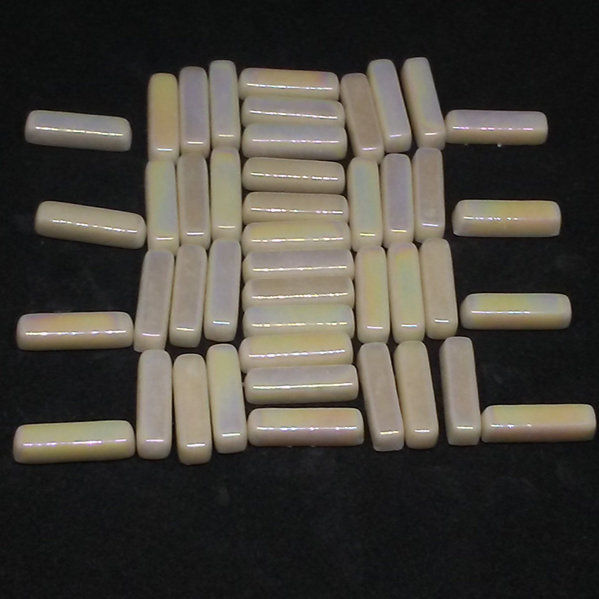 641-i - Titanium White Mini-Rectangles -  Iridescent, MiniRectangle tile - Kismet Mosaic - mosaic supplies