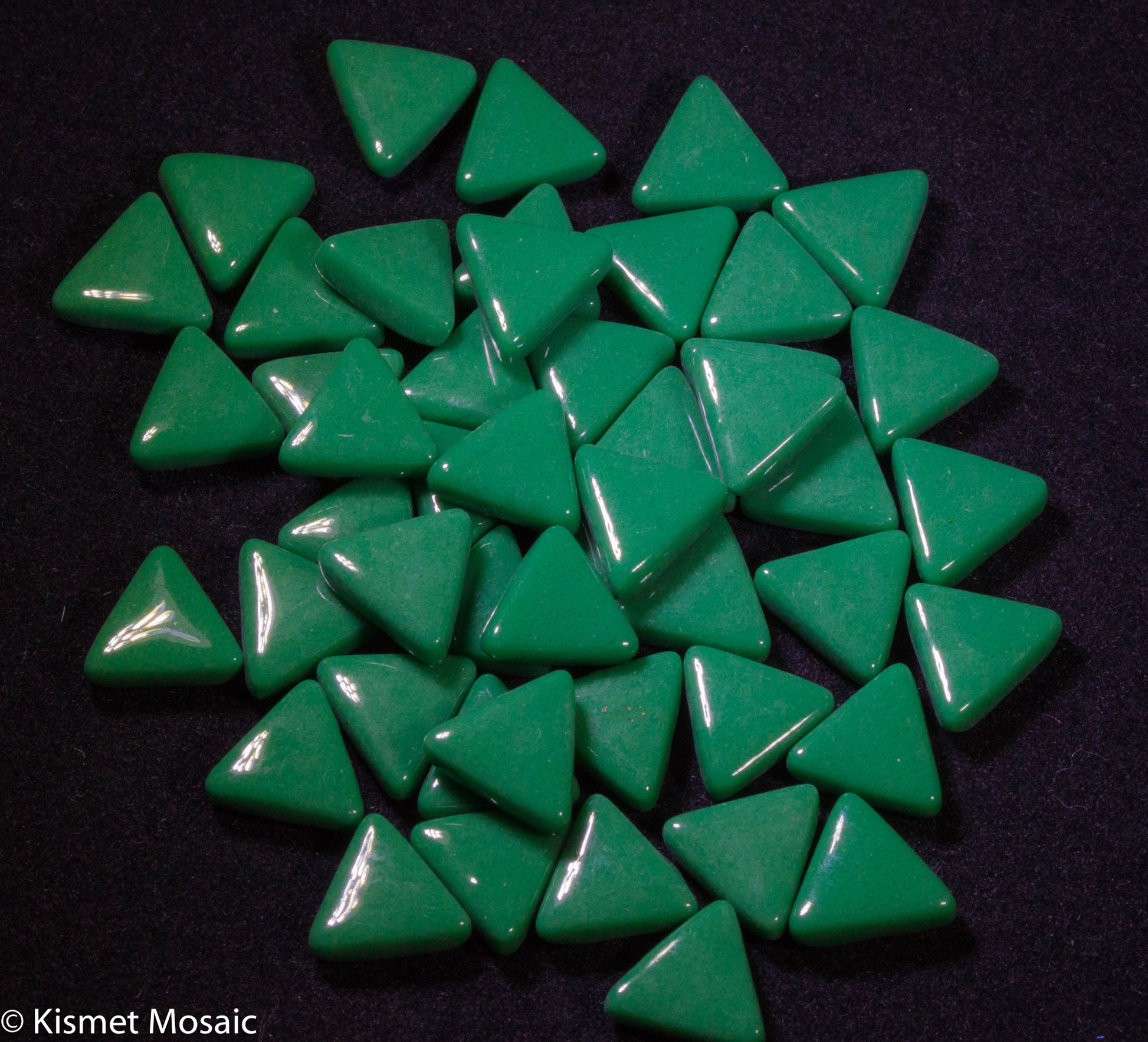 755-g - Grass Green Triangle, TriangleGloss tile - Kismet Mosaic - mosaic supplies