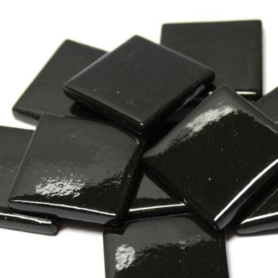 849-g Carbon Black Gloss 25mm - recycled glass tile - Kismet Mosaic - mosaic supplies