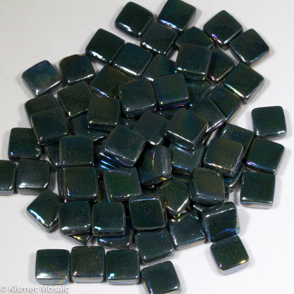87-i Dark Forest Green, 8mm - Greens & Teals tile - Kismet Mosaic - mosaic supplies
