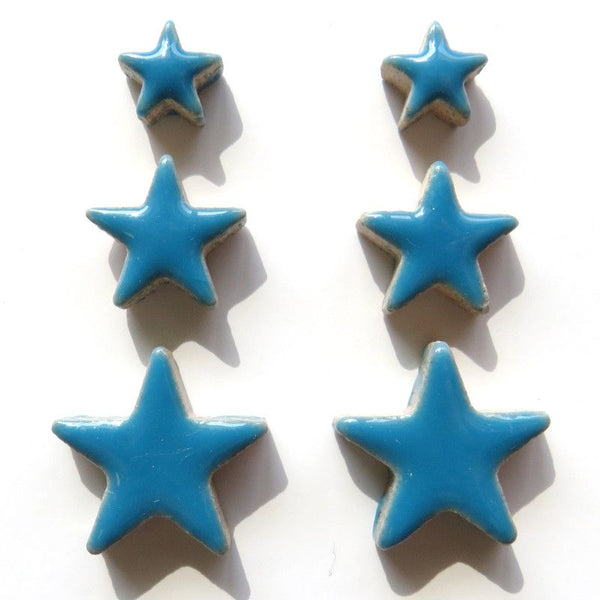 cha-Ceramic Charms-Cyan Stars