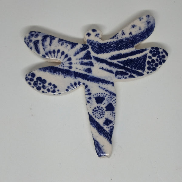 Handmade Ceramic Dragonfly--Blue Designs