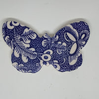 Handmade Ceramic Butterfly--Blue Designs 3"