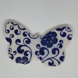 Handmade Ceramic Butterfly--Blue Designs 3"